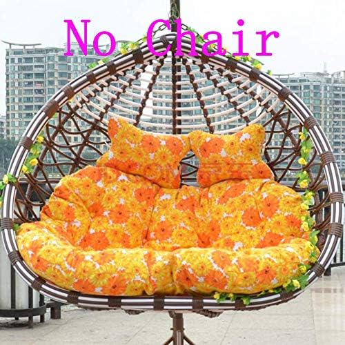 YEARLY Egg Nest Shaped Cushions, Basket Cushion Wicker Rattan Swing Pads Hanging Hammock 2 Persons Seater Zipper Washable no Chairs-Yellow 140x110cm(55x43inch)