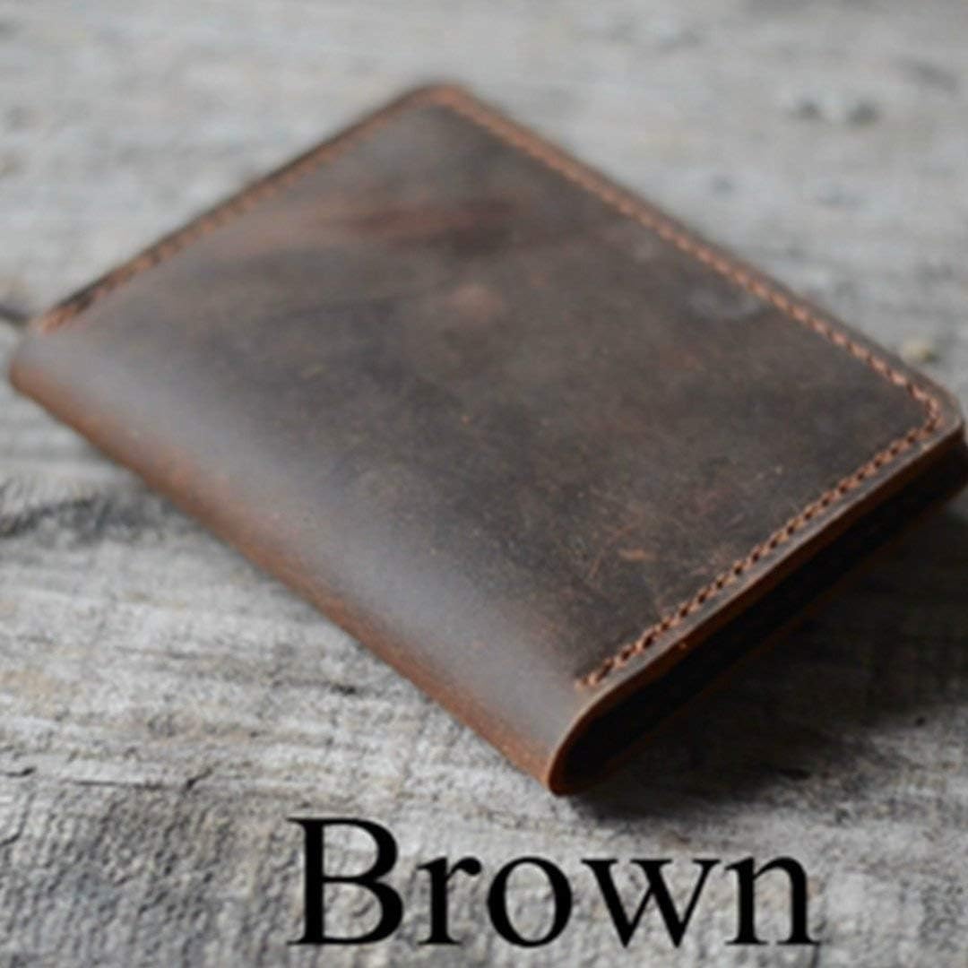 Engraving Personalized Men's Minimalist Leather Wallet rd Holder Distressed Wallets for Gifts