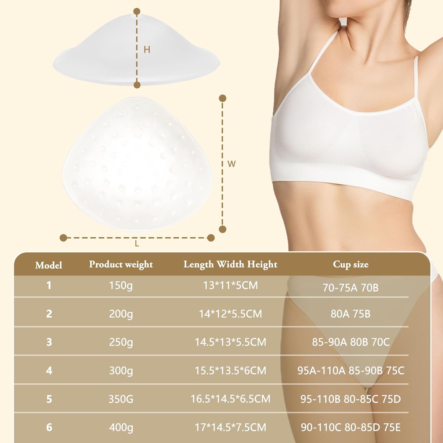 SERMICLE Silicone Breast Forms,Breast Prosthesis Mastectomy Women Bra Pad Inserts for Pockets Bra 1 Piece