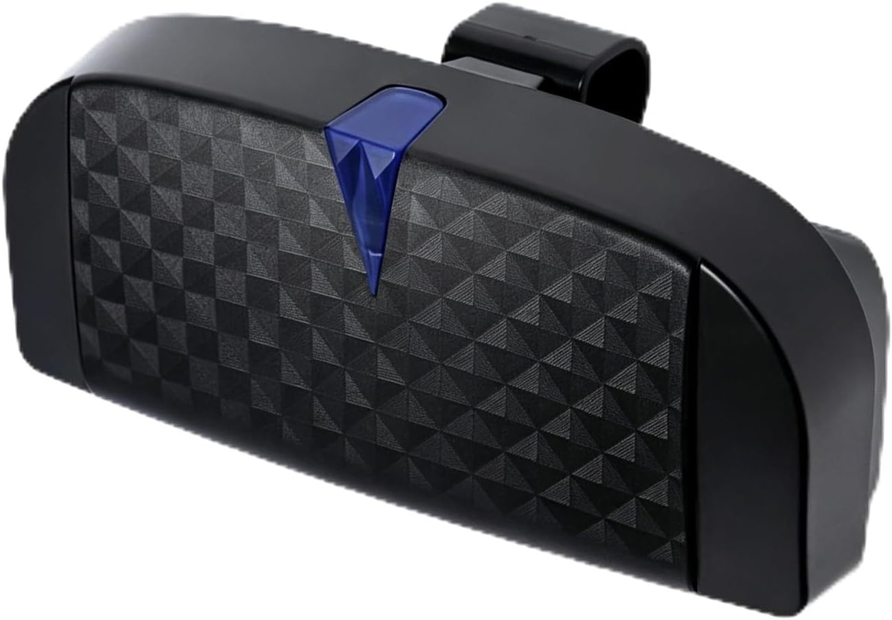 Car Visor Sunglasses Case, Clip-On ABS Sun Visor Eyeglasses Holder, Dual Card Slots Glasses Storage Organizer with Switch Closure for Car Interior, Universal for Most Cars SUVs (Black)
