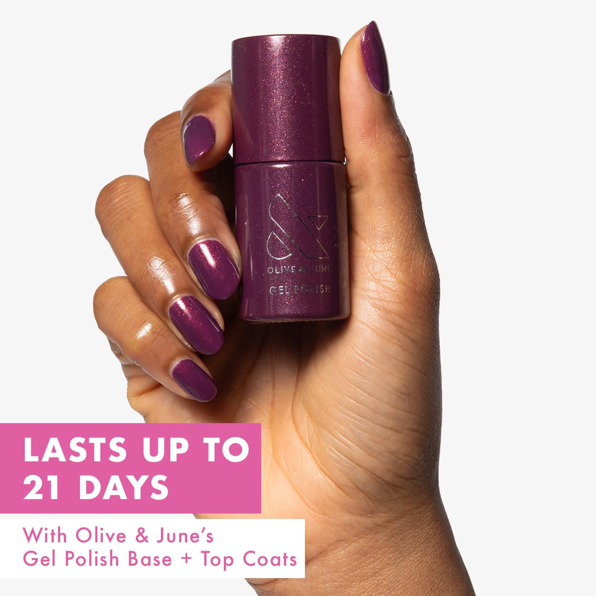 Olive & June Gel Nail Polish | Hema Free | UV LED Nail Lamp Needed | Long Lasting Formula | Up to 21 Days of Wear | Damage-Free Removal | Salon-Quality Manicure | Glitter Purple On the Promenade