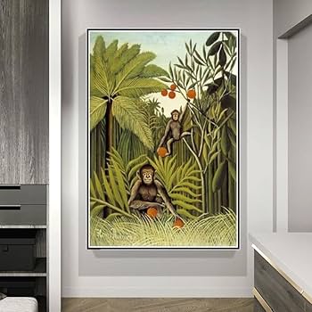 Amazon | アンリ・ルソーの「ジャングルの中の猿」の絵﹣フルラウンド