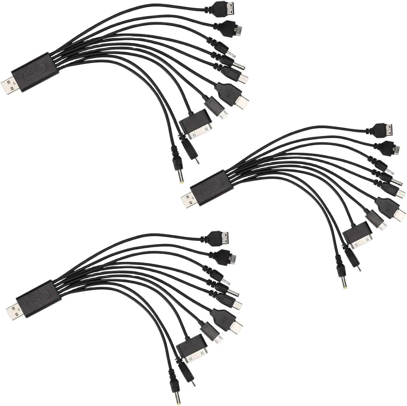 3pcs Black 10 in 1 Universal USB Cable, Multiple Universal Charging Cable for Cell Phones Blutooth Earphone Speaker Adapter Cable, 20cm Data Cable，Cables and Interconnects，USB Cables