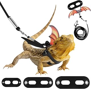 Pawaboo Pet Harness, 3 Leather Bearded Dragon Lizard Harness, Hammock Set, Adjustable Outdoor Harness Lead for Small Pets, Lizard Reptiles - Gradient Yellow product image