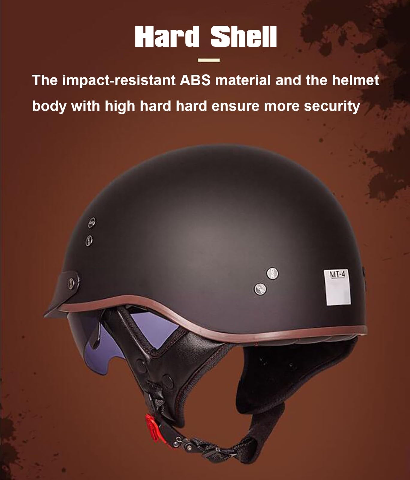 Stile Tedesco Retrò Mezzo Casco, Faccia Aperta Casco Motociclistico con Regolabile Fibbia a Rilascio Rapido, ECE Approvato Harley Caschi da Moto, per Adulto Uomini Donne