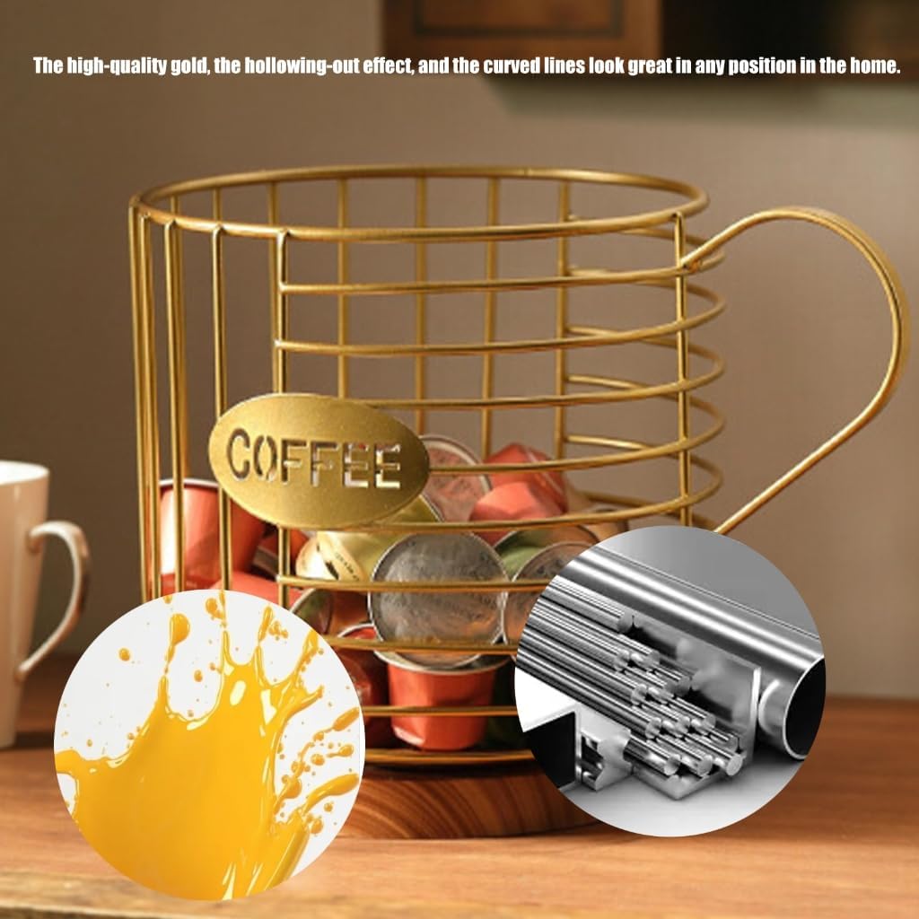 Sturdy Iron Coffee Pods Holder With Adjustable Dividers Compact Storage For Pods Kitchen Accessories