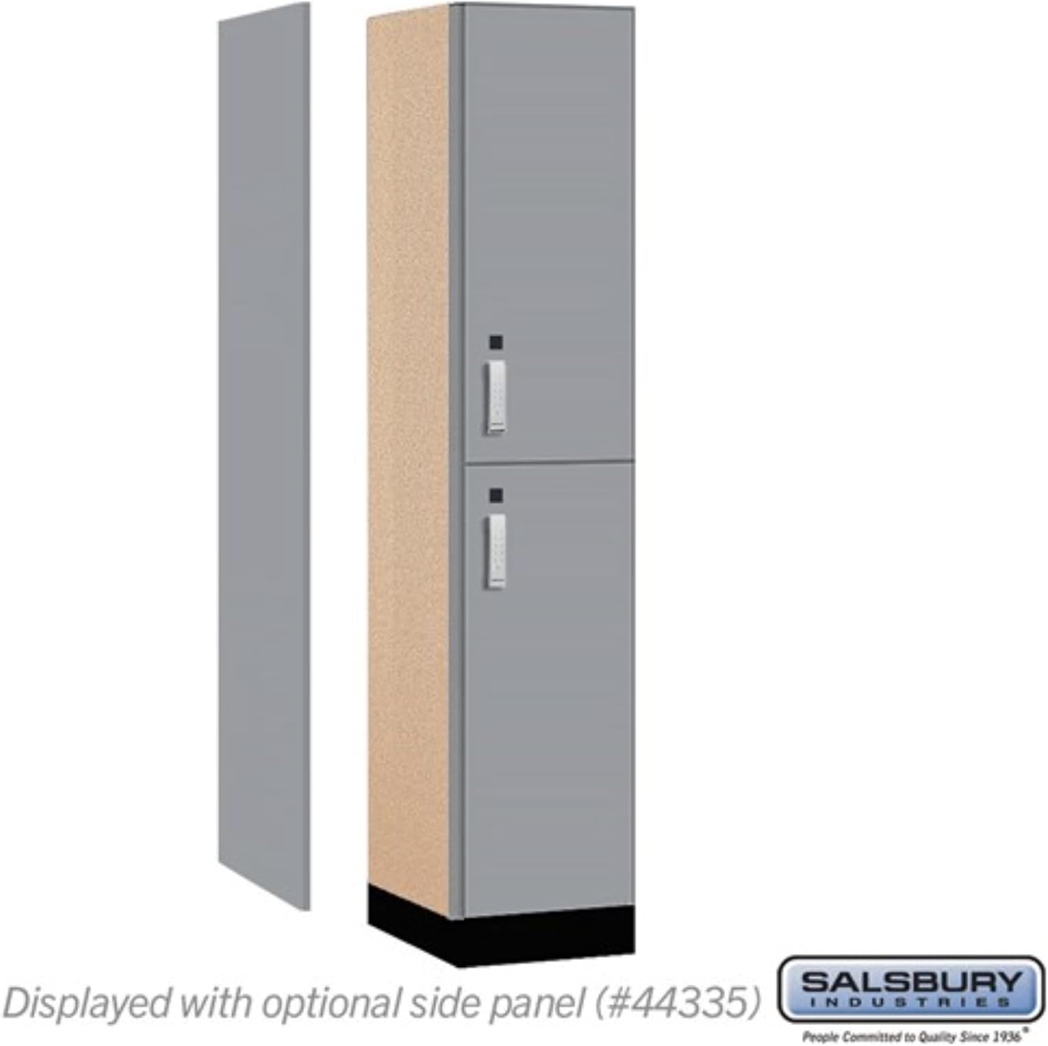 Salsbury 15" Wide Premier Wood Locker-Double Tier-1 Wide-6 Feet High-21 Deep-Winter Fog-Silver Electronic Locks