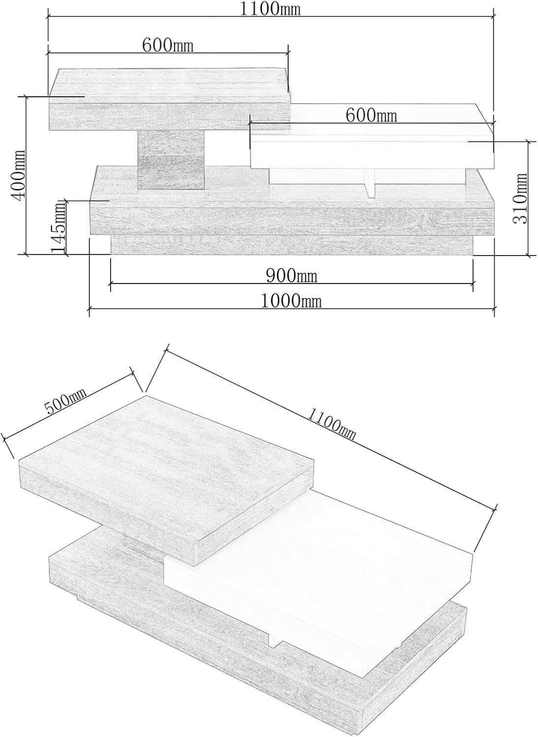 ModernDesign Rotating Coffee Table - detail view