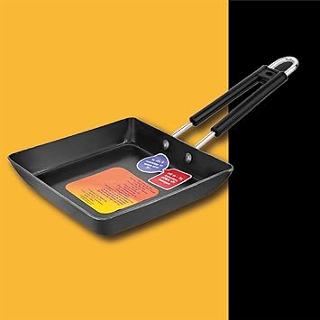 MustHome | Iron Pan | Naturally Nonstick Non Stick Pan | Frying Pan | Cast Iron Pan | Black | Omelet Pan | Non Stick Frying pan | Square Pan | Egg/Pancake pan | 890 Grm