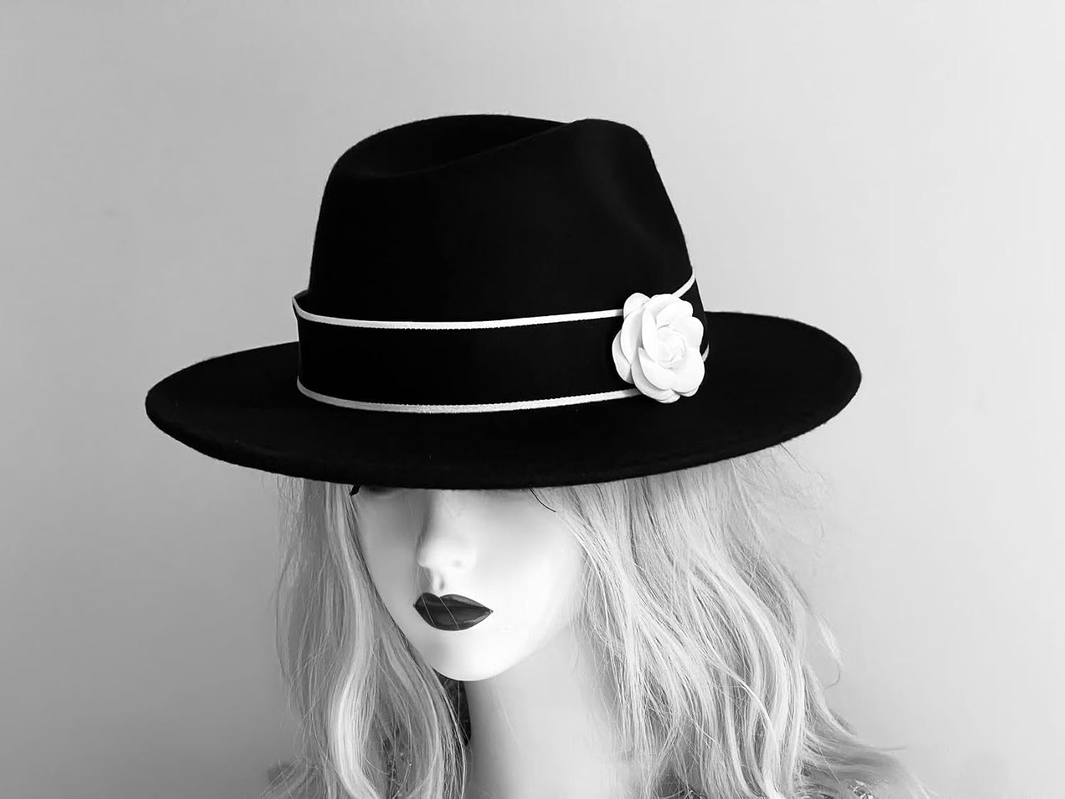 L'ouve Classic Fedora Hats for Men & Women Wide Brim Felt Hat Panama Dress Fedora Hat Black 2024