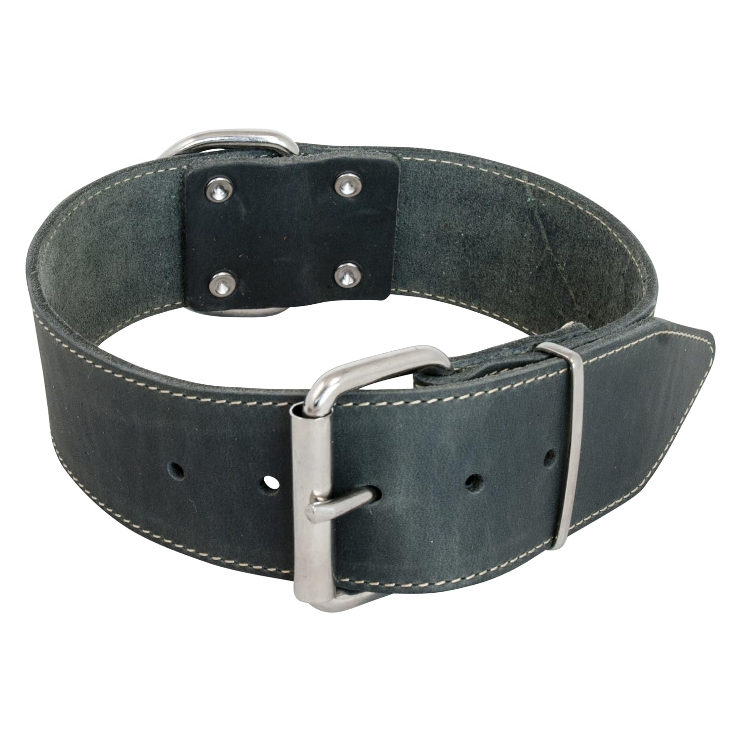 JACK AND VANILLA - Large Greased Leather Dog Collar - for Medium to Large Dogs - Solid, Durable, Soft to the Touch - Modern Look - Grey, Size 50mm x 70cm