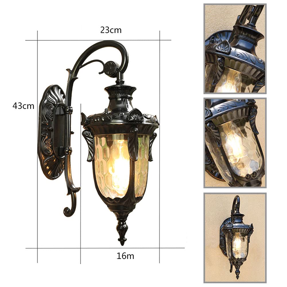 Mengjay kinkiet-antyczny zewnętrzny kinkiet E27 lampa ogrodowa Retro antyczny kinkiet ze szklaną osłoną lampy lampa zewnętrzna wodoodporne drzwi balkon willa lampa zewnętrzna-antyczny kolor (C)