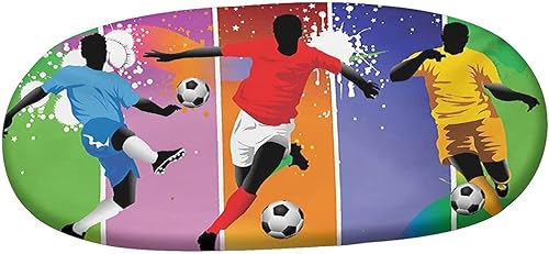 Miniatura 10 de Oval Fitted Tablecloth, Soccer Elasticized Polyester Table Cover,Monochrome Design Classical Football Balls Print Fitted Table Cloth, Fits Oval