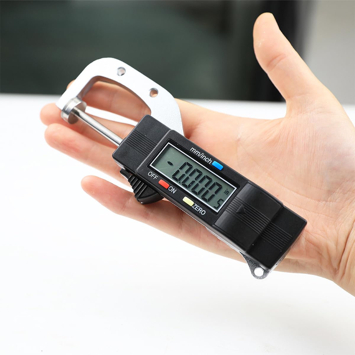 POFET Jauge d'épaisseur numérique, pied à coulisse de jauge d'épaisseur portable 0-25 mm, échelle de mesure de diamètre de type horizontal