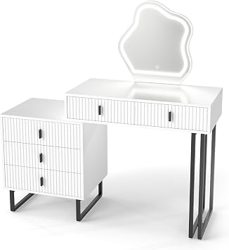 Multigot Dressing Table with Leaf-Shaped LED Mirror