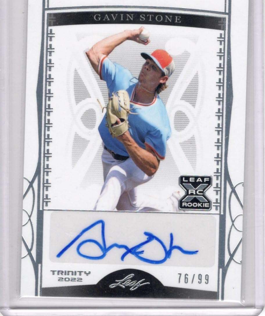 Gavin Stone Autographed & Serial Numbered #76/99 Leaf Trinity X Rookie Card Collectible Baseball Card - 2022 Leaf Trinity Baseball Card #BA-GS1 (Royals)