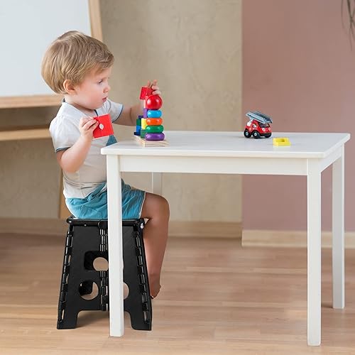 Miniatura 23 de ACKO Paquete de 2 taburetes plegables – Taburete plegable de alta calidad de 11 pulgadas de altura para niños y adultos, taburete de plástico para