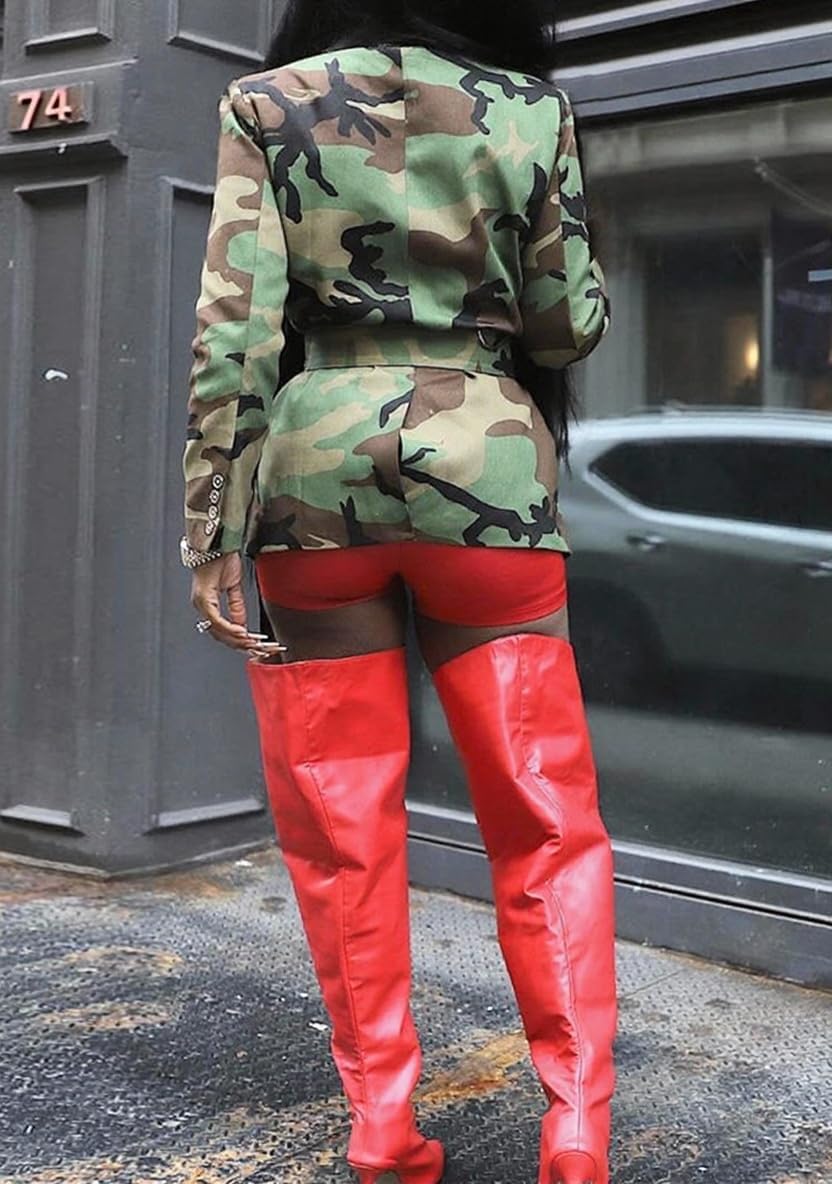 Seltaon Fall Camo Jacket for Women Casual Camouflage Army Fatigue Green Jackets Coat Plus Size - Image 3