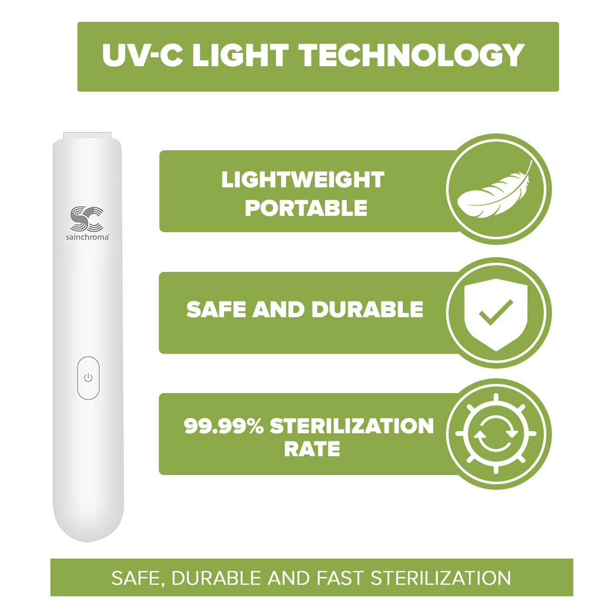 LED UV-C luce portatile, disinfettante per superfici, bacchetta pieghevole per disinfezione UV, per uso domestico e lontano da casa, con borsa per il trasporto.