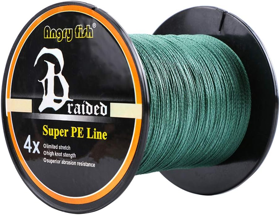 Adeeing Braided Fishing Line 300M/328yards 12LB-80LB Test 4 Stands Super Strong PE Fishing Line Dark Green 0.37mm-50lb