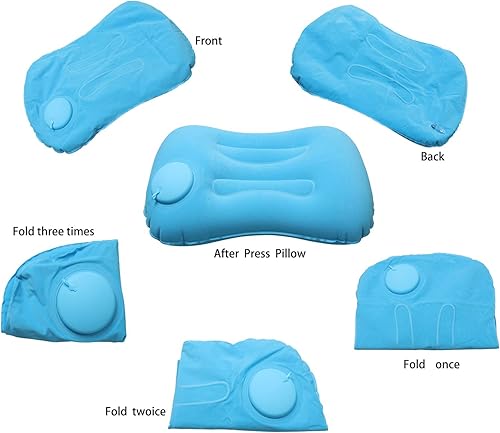 Miniatura 5 de Almohada inflable ultraligera de viaje para campamento, compresible, compacta, cómoda, ergonómica, para soporte de cuello y lumbar mientras acampas,