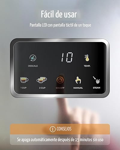 Miniatura 5 de SHARDOR Máquina de café expresso de 20 bares, máquina de café expresso profesional con espumador de leche y pantalla táctil, máquinas de café