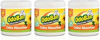 OdoBan Solid Odor Absorber 3-Pack, Citrus Scent 14oz Jars - Eliminates Pet, Trash, Bathroom Odors in Small Spaces Up to 90 Days