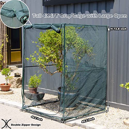 Portable 4'x4' Large 6FT Tall Plant Netting Cover Crop Cages Pest Guard Cover for Vegetables and Fruits Plant Durable Gardening Net with 4 Stakes by porayhut - Image 2