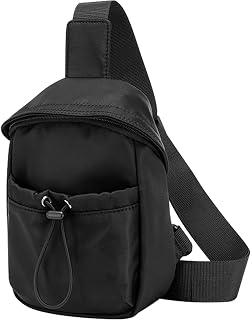 Small Sling Crossbody Backpack Shoulder Bag for Men Women, Crossbody Bags for Women, Mini Sling Bag fanny packs, Messenger Bag Casual Phone Chest Bag for Travelling Hiking Walking (Black)
