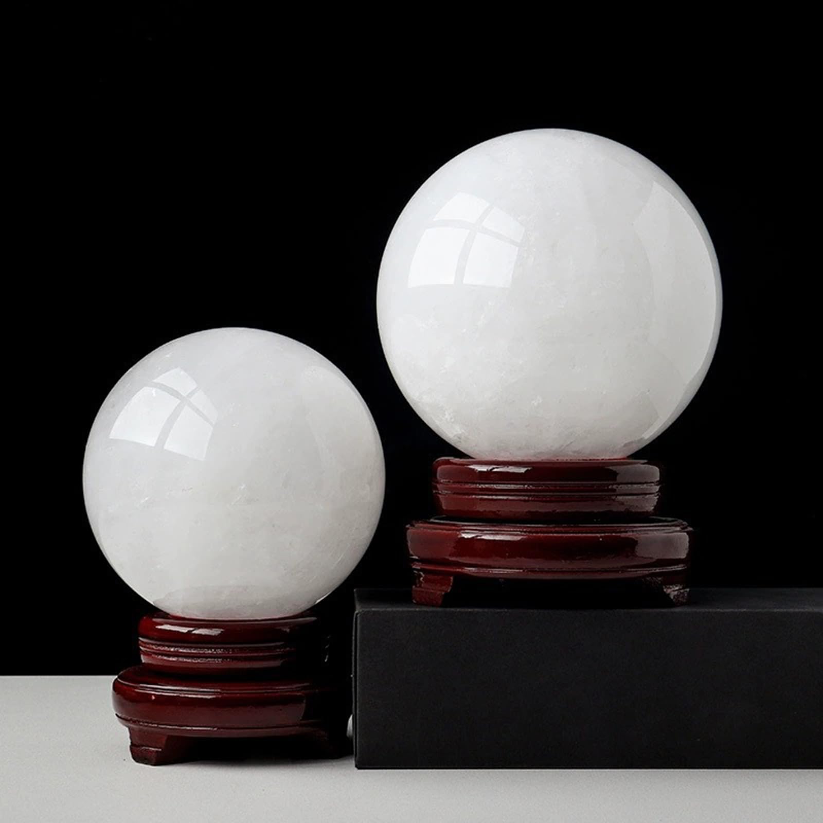 Feng Shui Adornos Bola de Cristal/Bola de fotografía Bola de Cristal Blanca Amarilla con Soporte de Base Bola de Transferencia auspiciosa Bola de luz Abierta para decoración,4.33in