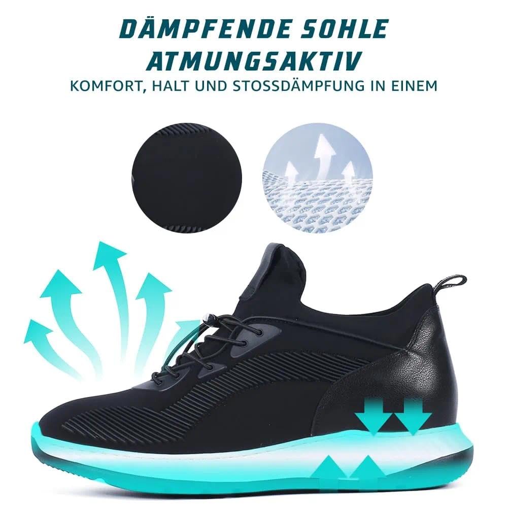 CHAMARIPA Herren Sport-Freizeitschuhe mit unsichtbarer Innenerhöhung | Echtleder-Steigerschuhe mit verdeckter Erhöhung, atmungsaktives Obermaterial, leichte Sport-Freizeitschuhe für Herren.