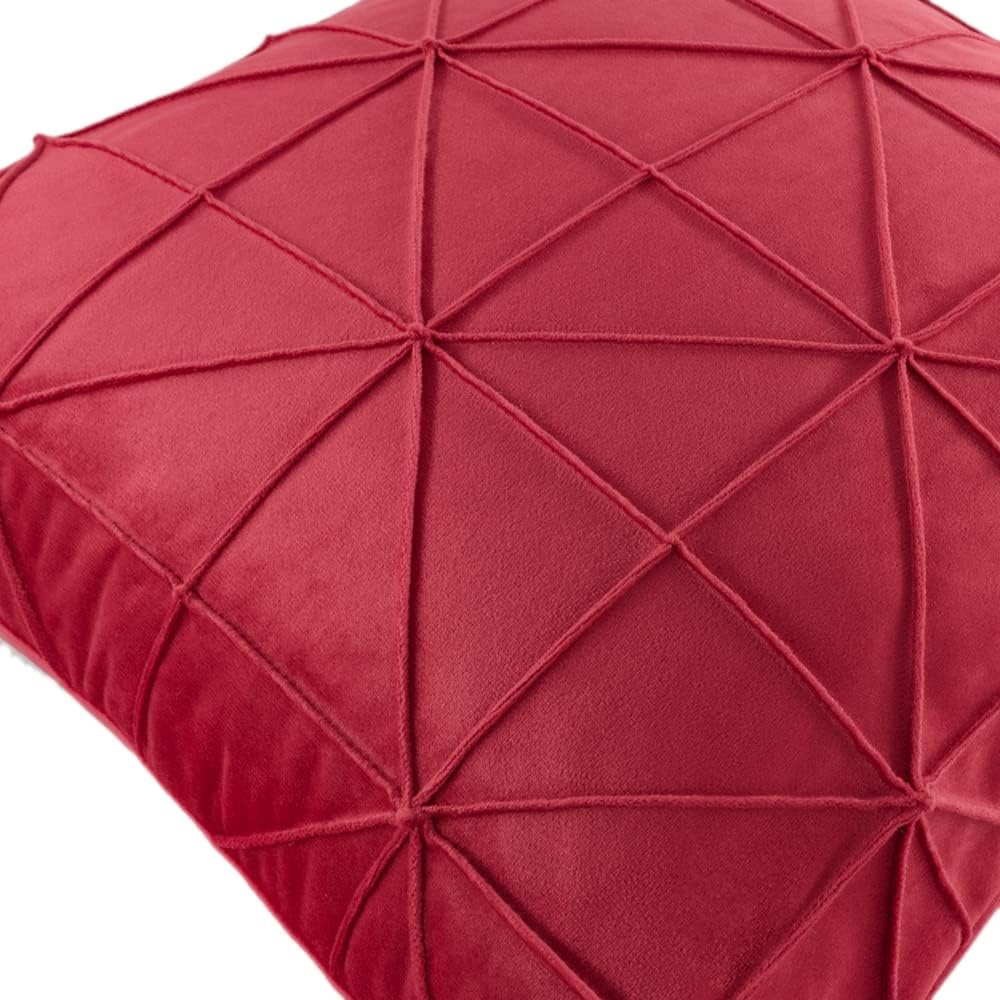 JWH Velvet Throw Pillow Cover Decorative Geometric Pillow Case Soft Pillowcase Plush Cushion for Bed Couch Bedroom Car 20x20 Inch Christmas Red