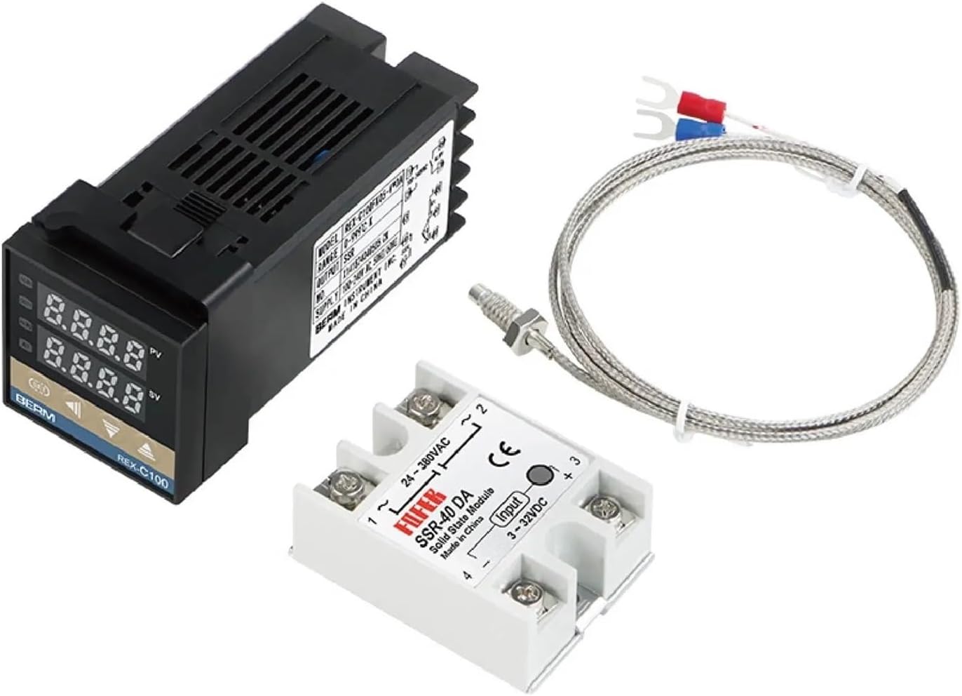 Temperature Controller with K Type Thermocouple & 25DA/40DA/60DA Relay Digital Thermostat(DA Berm-1 D4825)