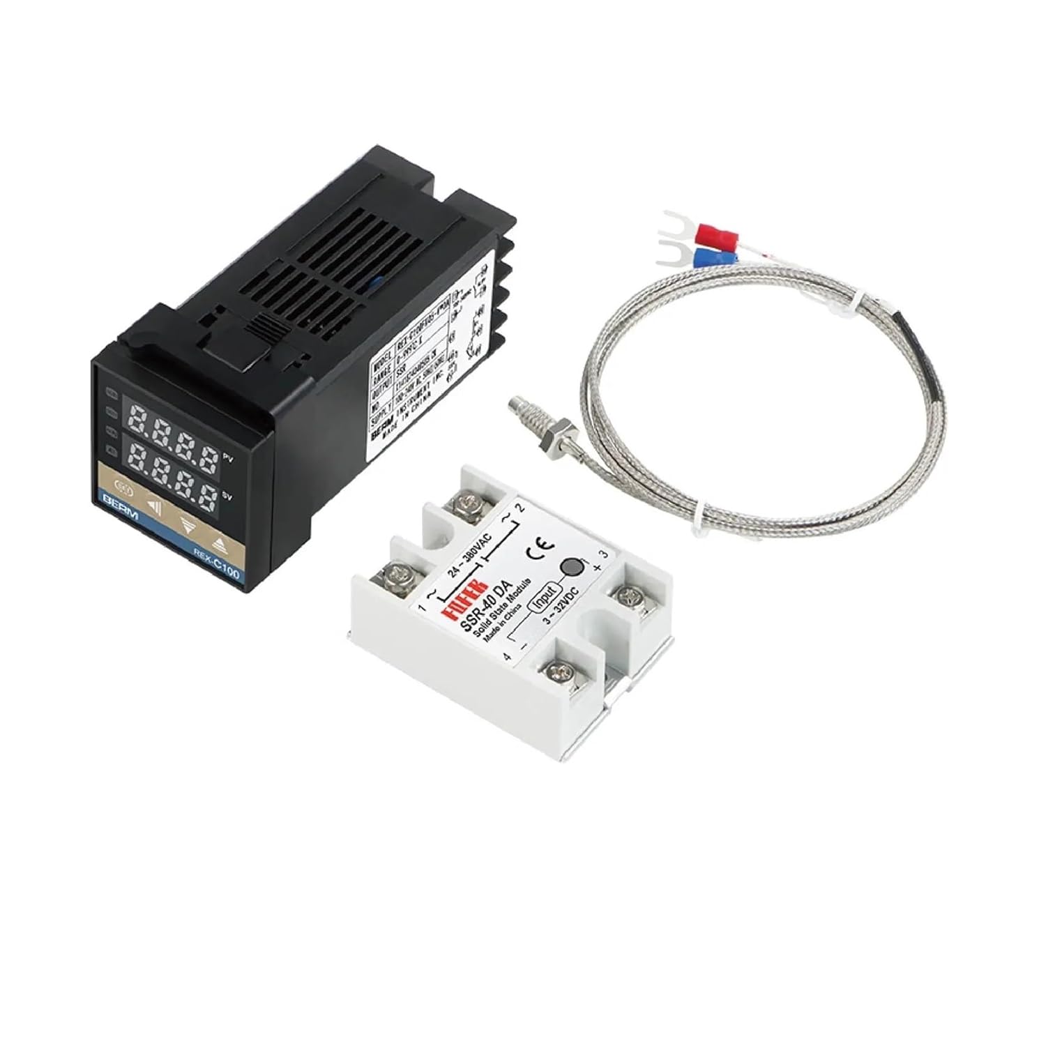 Temperature Controller with K Type Thermocouple & 25DA/40DA/60DA Relay Digital Thermostat(DA SSR-40DA)