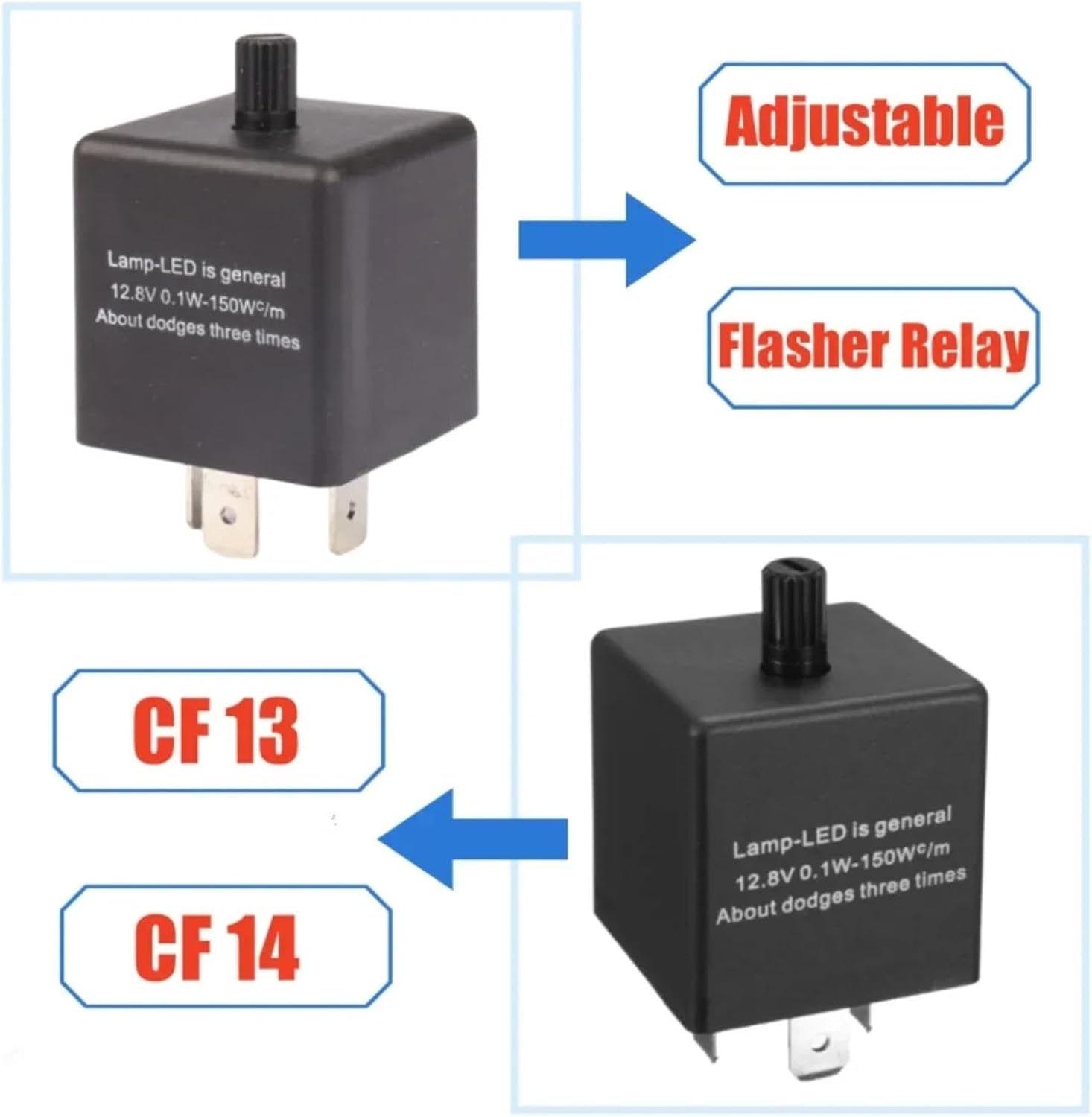 12V 3Pins CF13 CF14 Adjustable Freauency Turn Signal Light Blinker Flasher Relay Switch Led Flasher Relay Electronic Car Parts(CF14)
