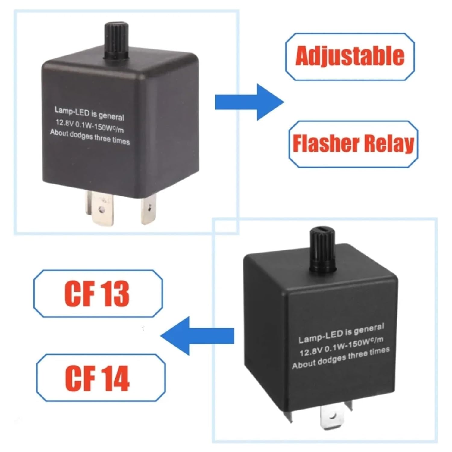 12V 3Pins CF13 CF14 Adjustable Freauency Turn Signal Light Blinker Flasher Relay Switch Led Flasher Relay Electronic Car Parts(CF13)