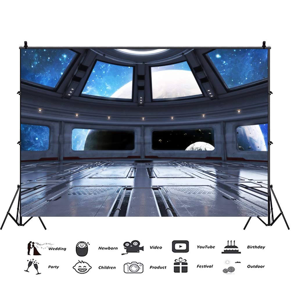 Amazon | Leowefowa 宇宙船のインテリア 背景幕 12x8フィート ビニール