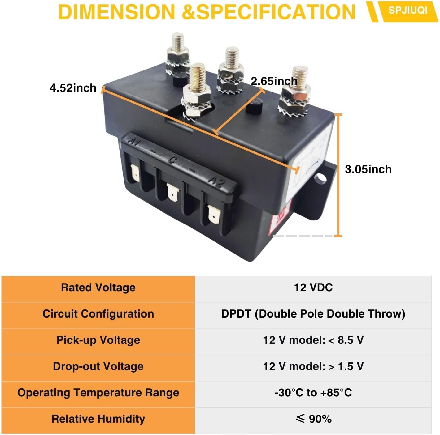 12V 1500W Quadrupole 3-Wire Anchor Windlass Reverse Solenoid Control Box 6000W Max for Marine Boat Electric Winch Forklift Control System