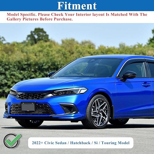 Miniatura 2 de Cubierta para panel interior de la puerta compatible con Honda Civic Sedan Hatchback 2022-2024, kit de accesorios de aspecto de fibra de carbono ABS