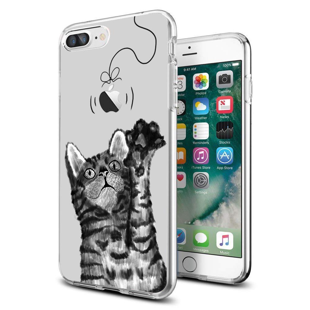 Cocomong Cute Vivid Cat Animal Thin Clear Solf TPU iPhone Case for iPhone 8 Plus iPhone 7 Plus 5.5 Inch for Women Girls Men