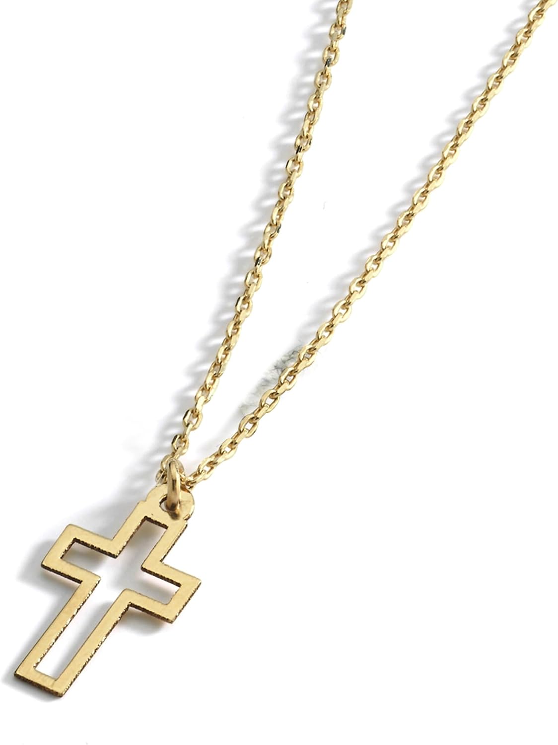 MIONZA 14K Solid Gold Cross Necklace, Christian Necklace, Crucifix Pendant Minimalist Jewelry 14K Solid Gold and Gold Plated Options, Gift for Her