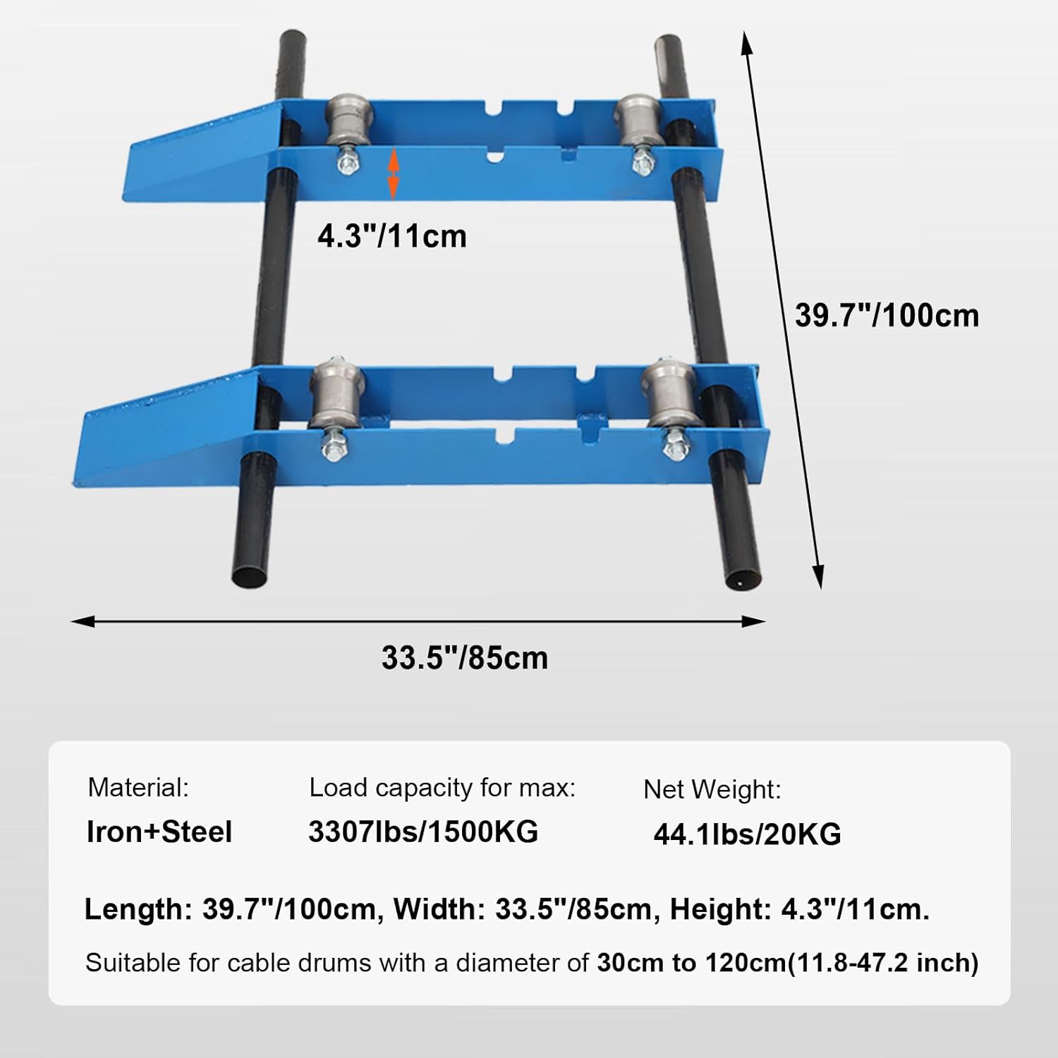 Wire Cable Reel Roller Stand 4400 LBS Heavy Duty Commercial Industrial Grade Steel Wire Dispenser, Reel Unwinder for Cable Reels up to 47'', Wire Reel Caddy for Cord Management
