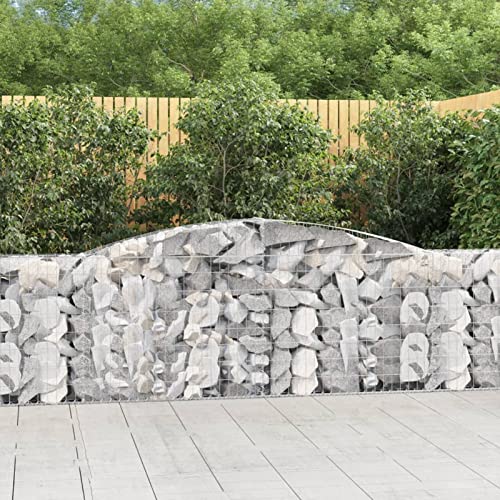 JUDYY Cesti Gabbioni ad Arco 4 pz 400x30x80/100 cm Ferro Zincato,Gabbioni,Cesti Gabbioni ad Arco,Gabbioni da Giardino,Gabbioni Metallici per Pietre-3146855