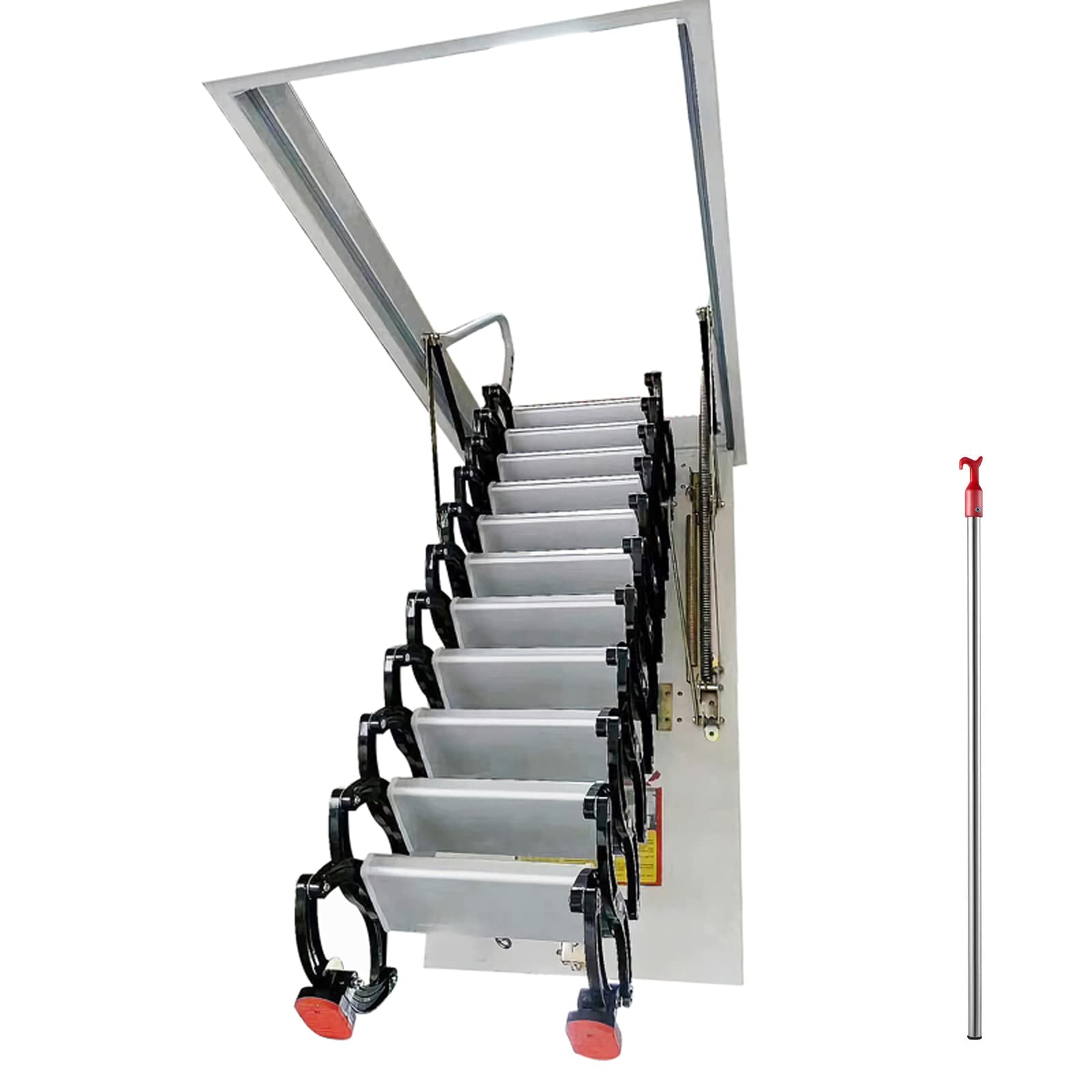 TECHTONGDA Attic Ladder Attic Extension Loft Stairs Ceiling Folding Stairs Retractable Pull Down Folding Ladder with 32 x 39 Inch Opening Size and 10.5 feet Height for Ceiling