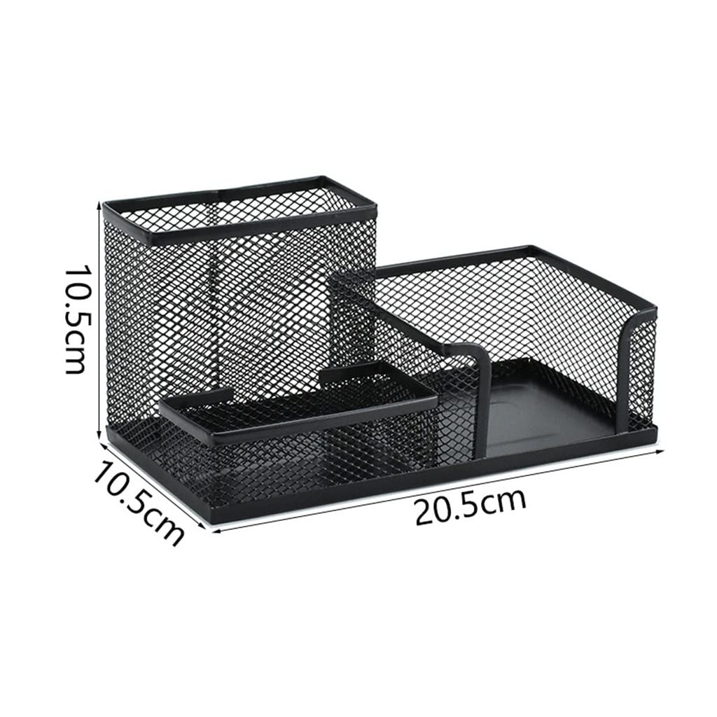 Metallgeflecht-Box, Stiftehalter, Federmäppchen, Schreibtisch, Schreibwaren, Aufbewahrung, Organizer, Heimbüro, nützlich, platzsparend, Stifthalter (schwarz, 20,5 x 10,5 x 10,5 cm)