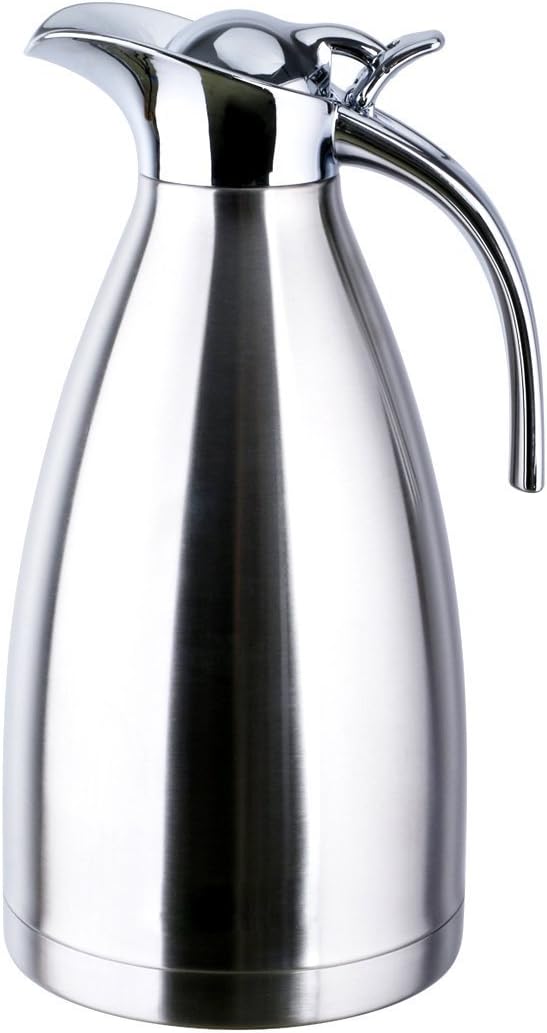 Haosens 2 Litre Vacuum Insulated Thermos jug, Double Wall Stainless Steel Thermal Carafe for Hot and Cold Water Coffee Tea (Silver)