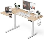 Acrolix L Shaped Standing Desk 51 inch Electric Height Adjustable Desk, Reversible Study Writing Gaming Computer Desks with Splice Board, Sit Stand Table for Home Office, White