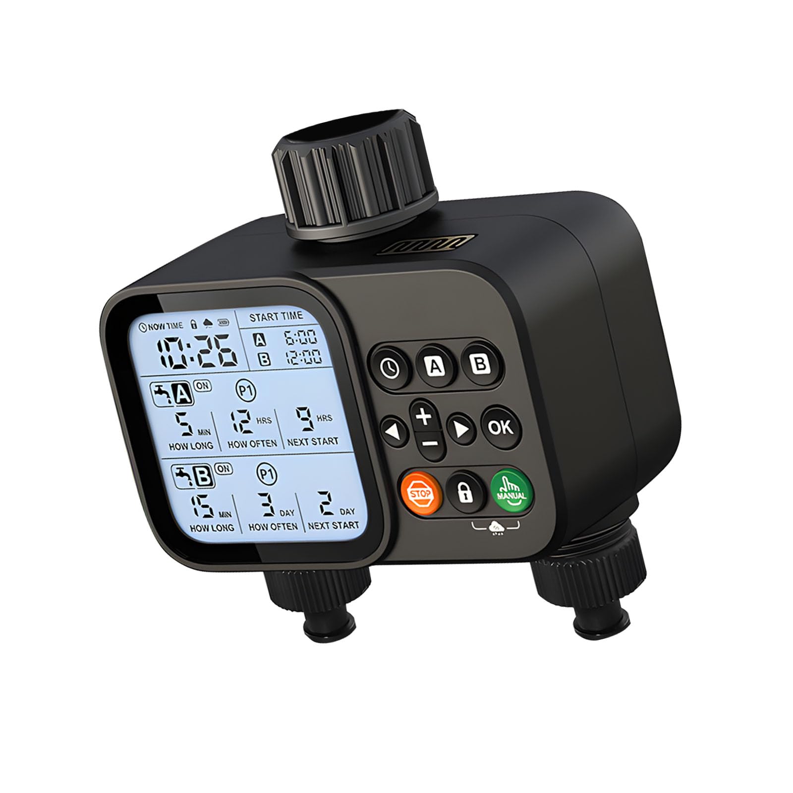 Efficient Two Output Watering Timer for Greenhouse and Pool with Individualized Schedules Smart Watering Timer