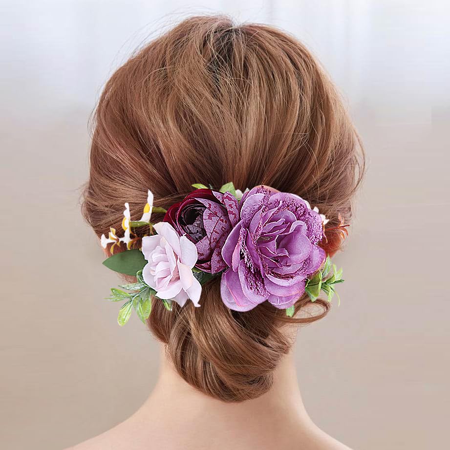Pinza para cabello con flores para mujer, elegante miniatura 1