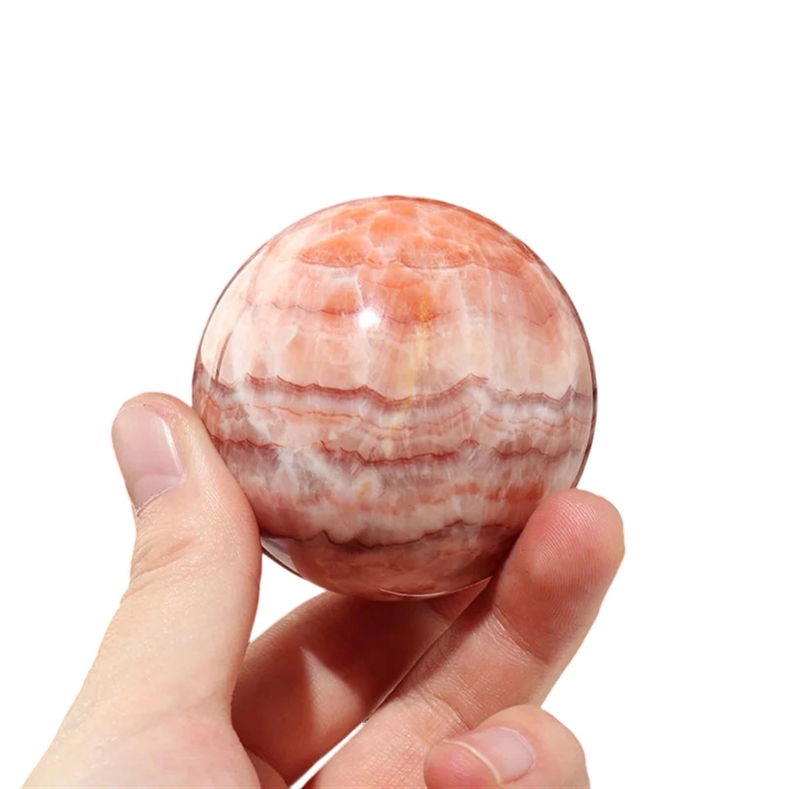 HAOYUNS Beautiful Natural Rhodochrosite Crystal Stone Sphere Handcrafted Decorative Ball for Meditation and Spiritual Growth(35mm)